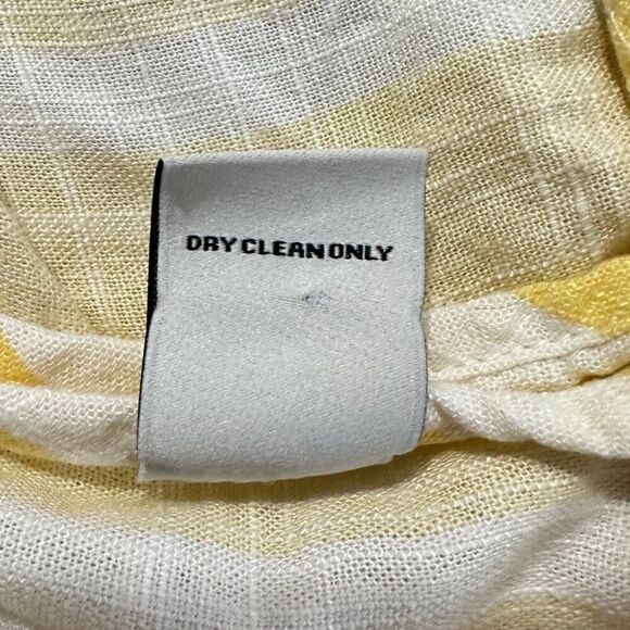 Willow Meyer Blazer Women's Small Yellow White Striped Linen Blend Long Sleeve - Picture 9 of 13